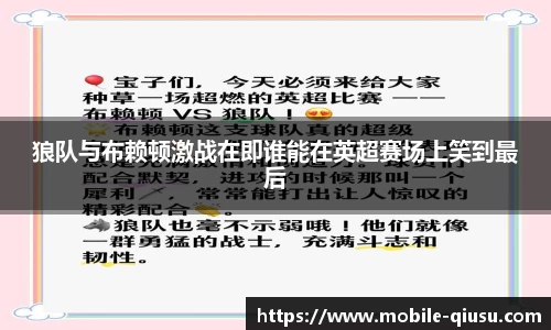狼队与布赖顿激战在即谁能在英超赛场上笑到最后